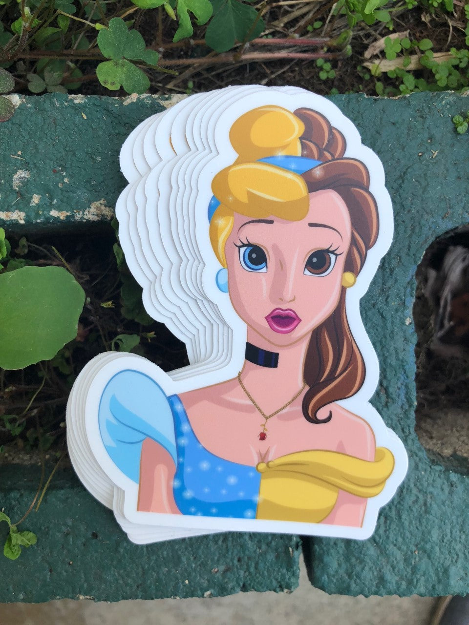 1 Princess Mashup Sticker – One 4 Inch Water Proof Vinyl Sticker – For Hydro Flask, Skateboard, Laptop, Planner, Car, Collecting, Gifting