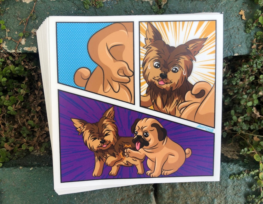 Waterproof vinyl sticker featuring an original animal-themed humorous illustration