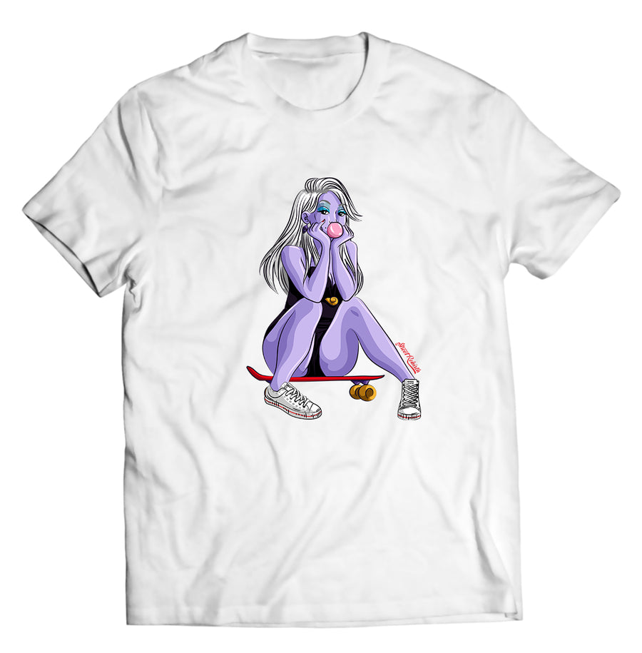 Unisex graphic T-shirt featuring an original skate culture humorous illustration