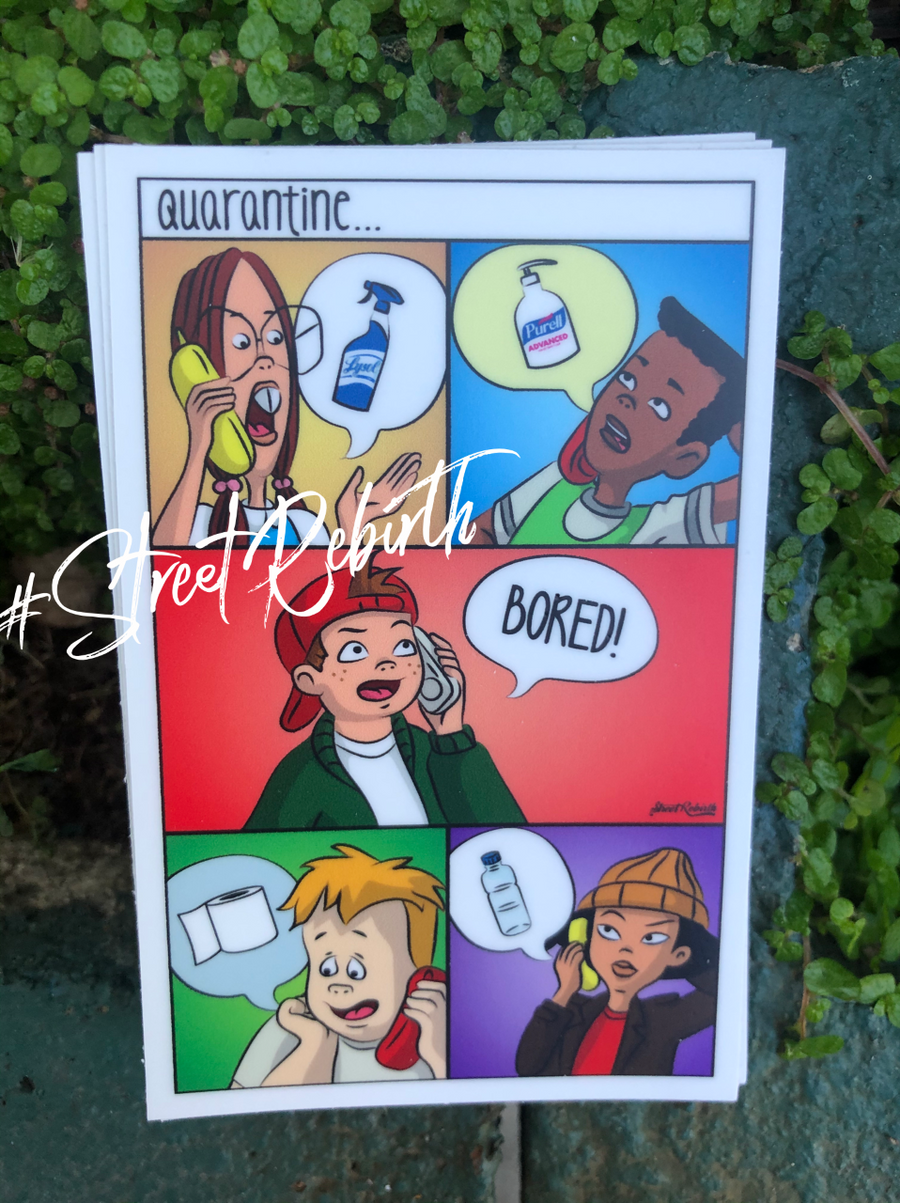 Waterproof vinyl sticker featuring an original humorous retro illustration