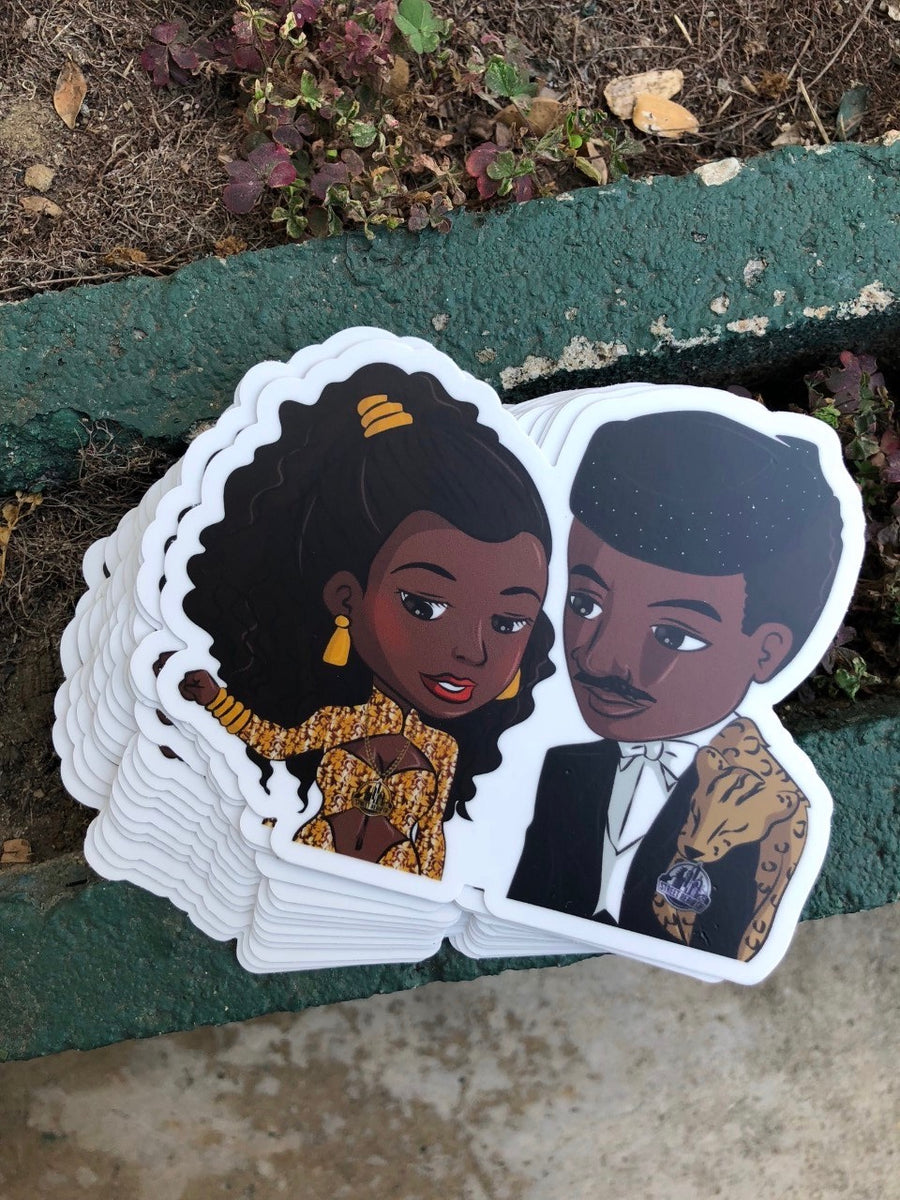 Waterproof vinyl sticker featuring an original humorous retro illustration