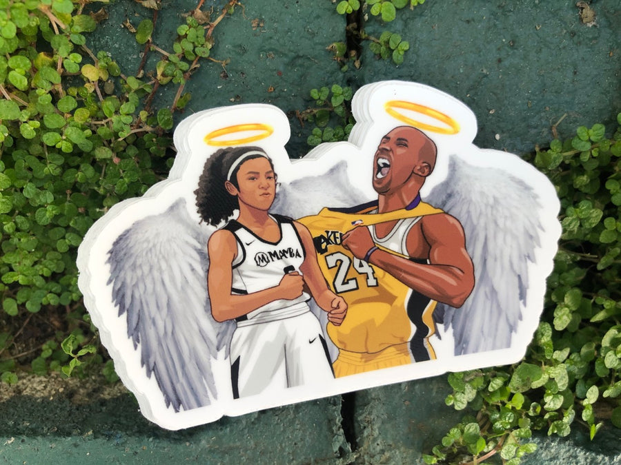 Waterproof vinyl sticker featuring an original basketball illustration