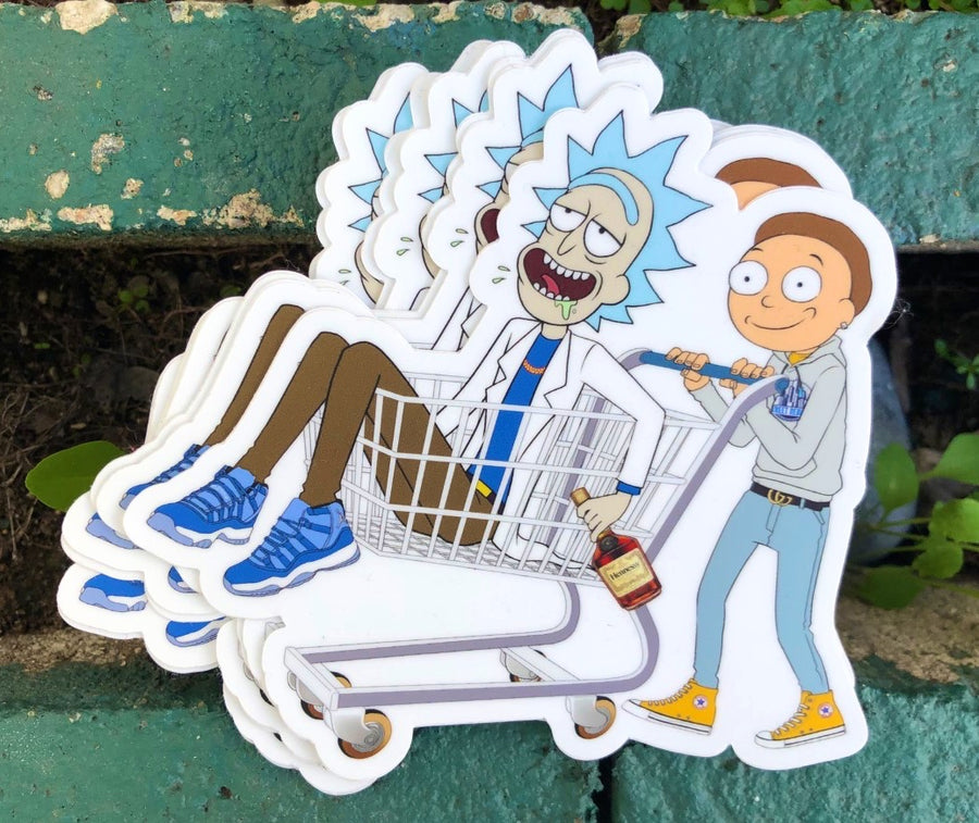 Adult cartoon mad scientist turnt up party parody sticker