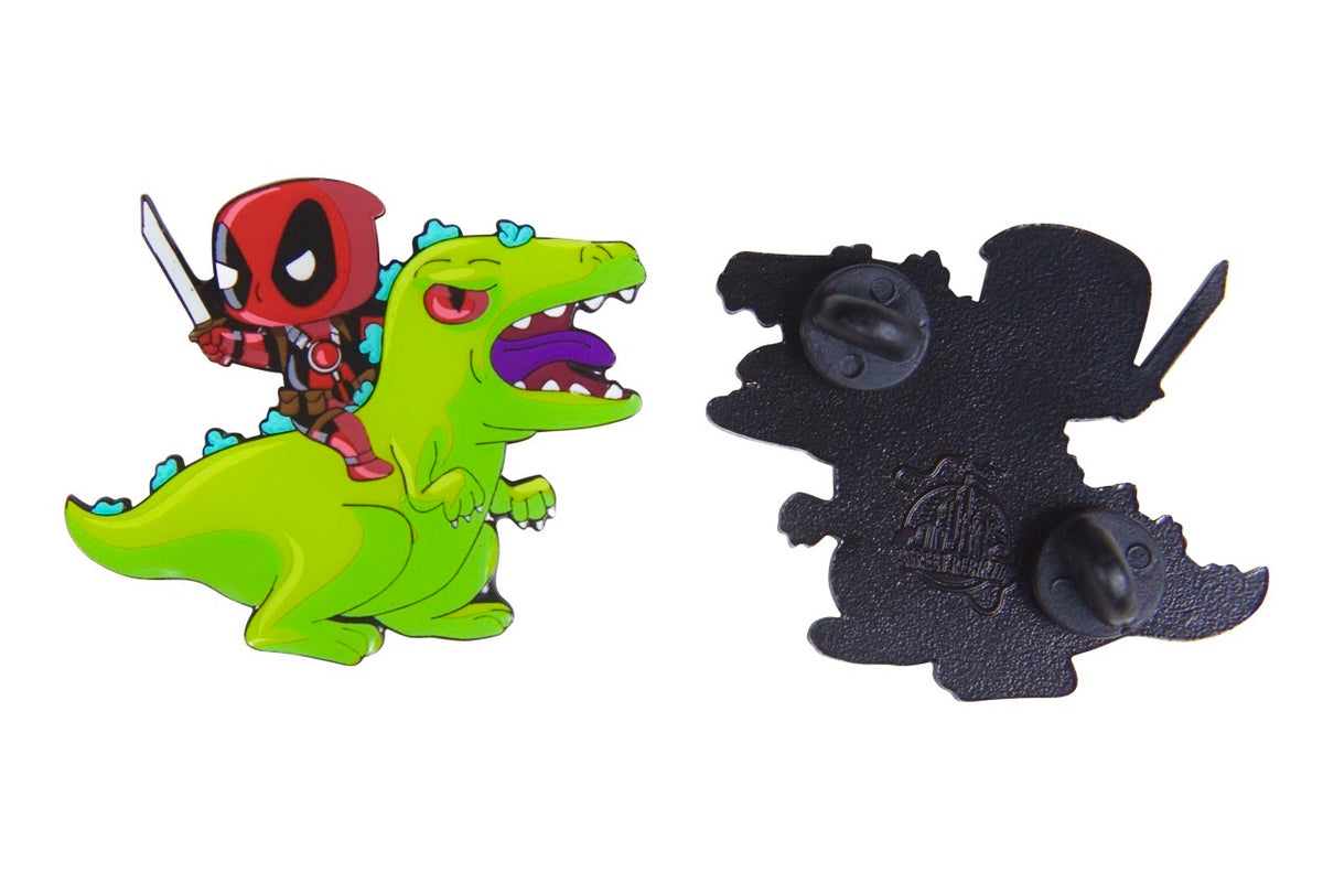 Chibi Deadpool Riding Reptar Enamel Pin – A Whimsical Mashup of Chaos and Nostalgia