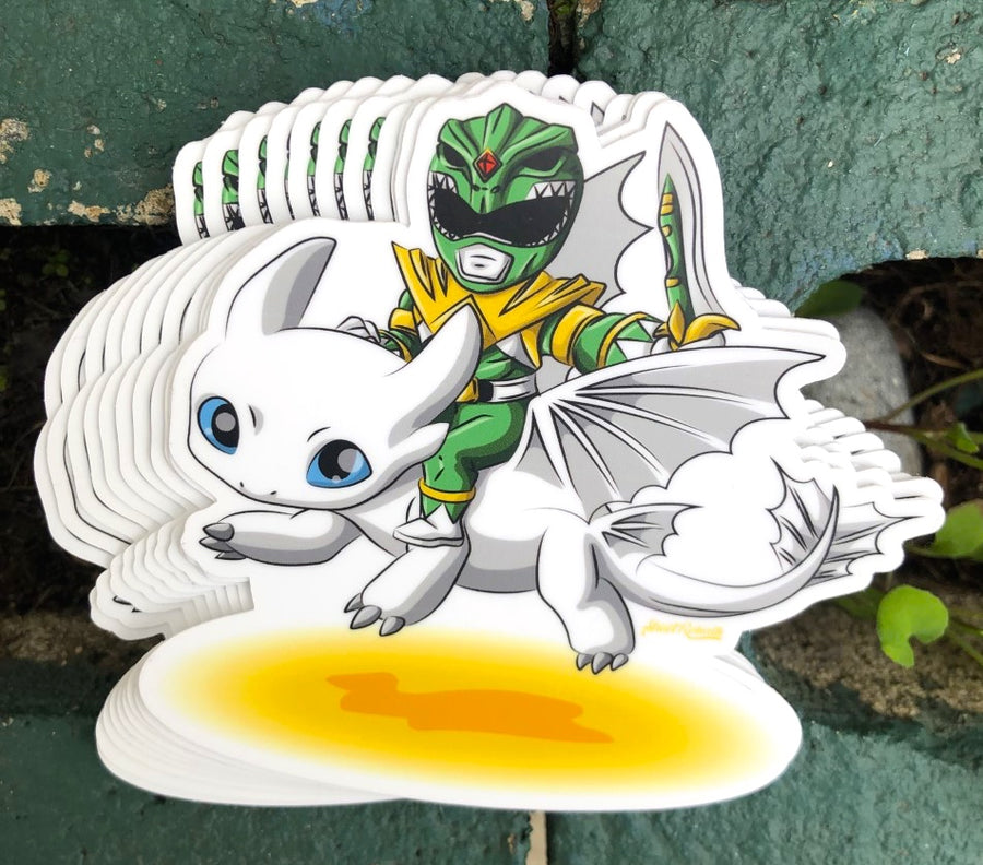 Green Ranger 90s superhero riding series mashup sticker