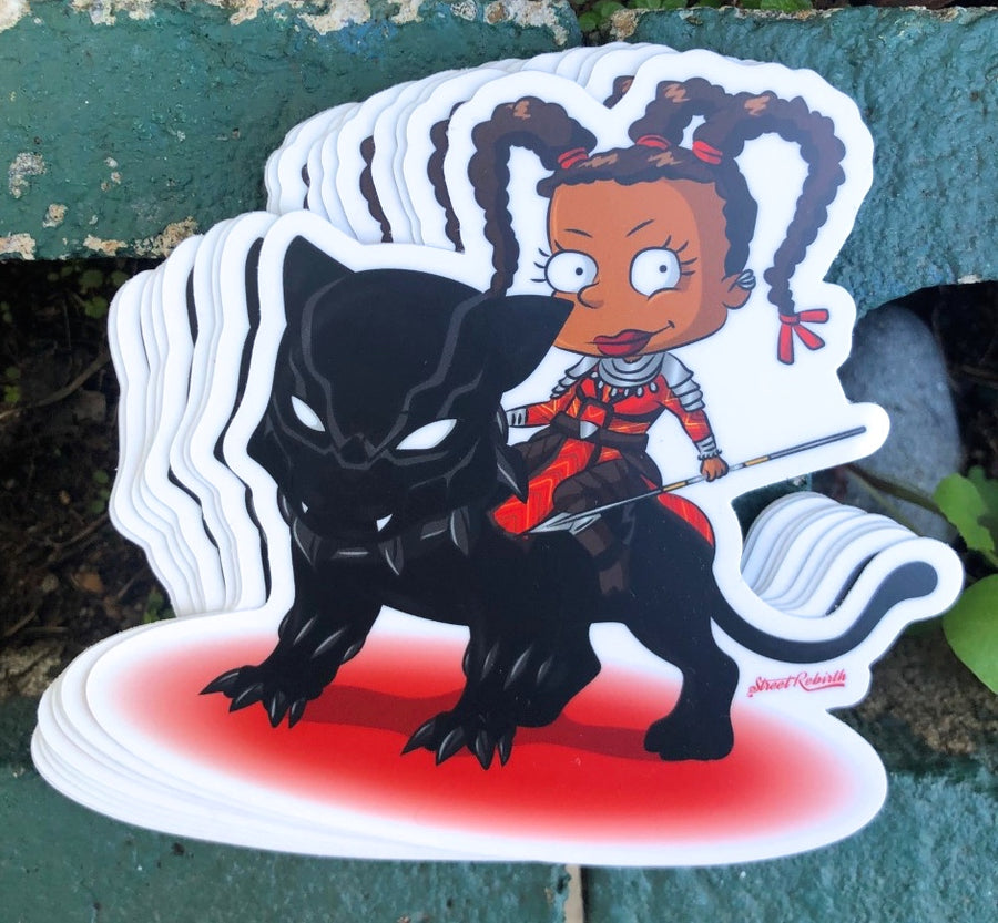 Waterproof vinyl sticker featuring an original colorful illustration