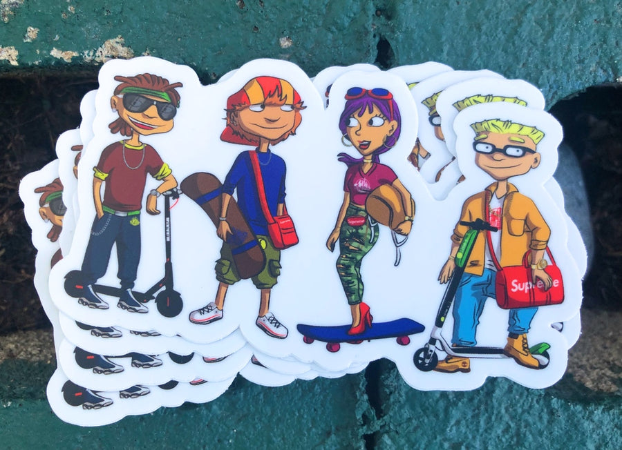 Waterproof vinyl sticker featuring an original colorful illustration