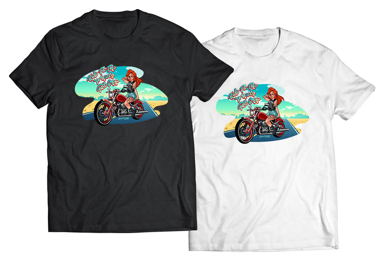 Roxanne on a Harley &quot;Til the Wheels Fall Off&quot; DTG-Printed Shirt – Ride in Style
