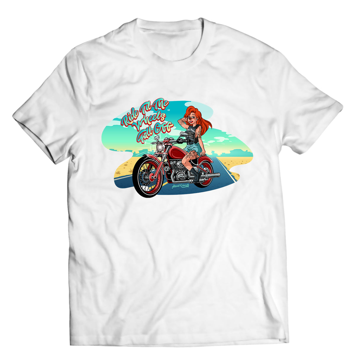 Roxanne on a Harley &quot;Til the Wheels Fall Off&quot; DTG-Printed Shirt – Ride in Style