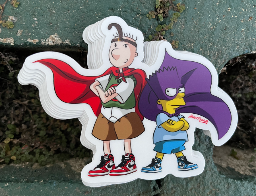 Waterproof vinyl sticker featuring an original faith-inspired humorous retro illustration