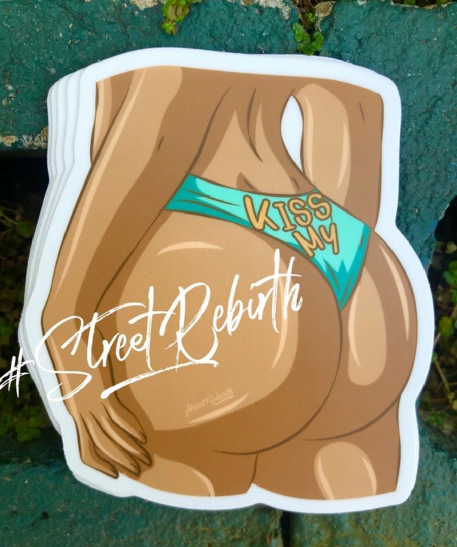 Waterproof vinyl sticker featuring an original romantic humorous illustration