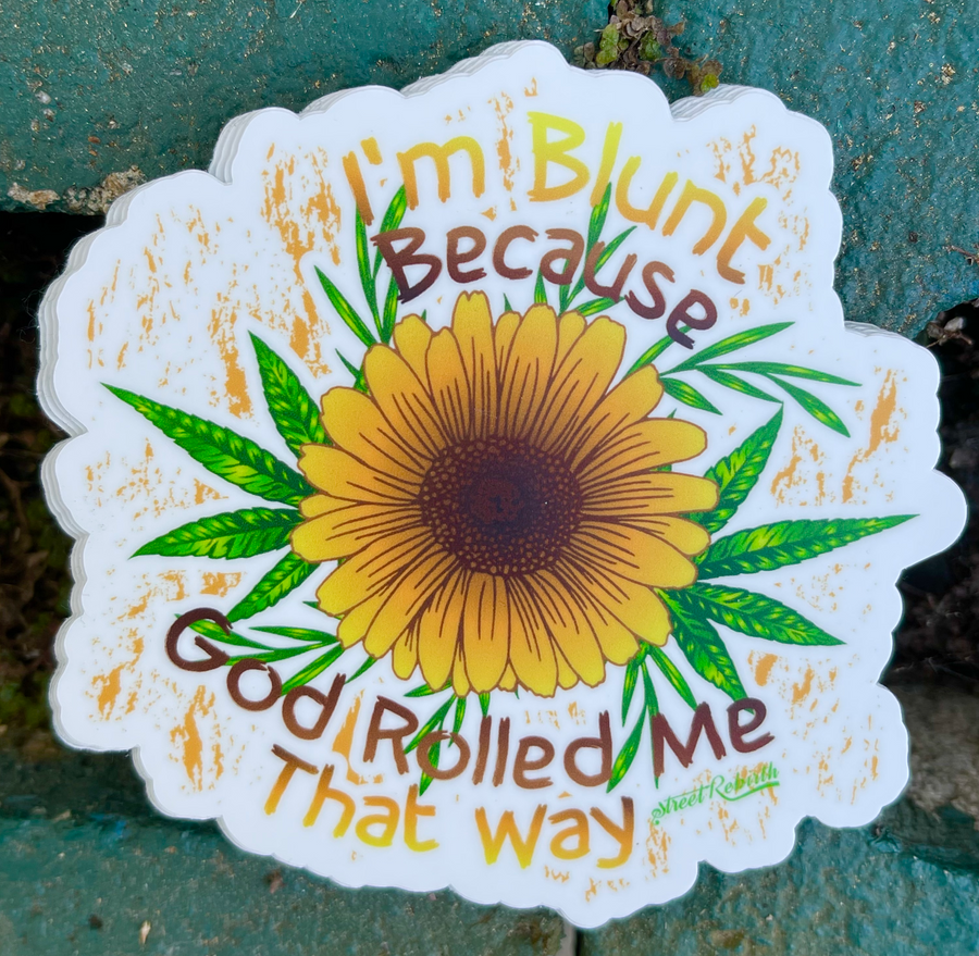 Waterproof vinyl sticker featuring an original humorous illustration