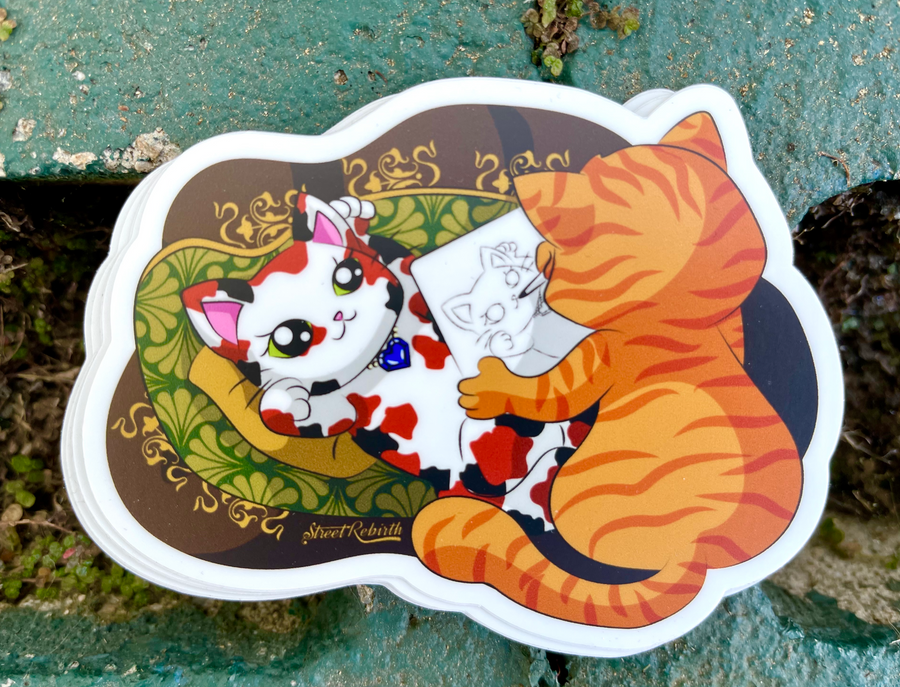 Waterproof vinyl sticker featuring an original animal-themed humorous illustration