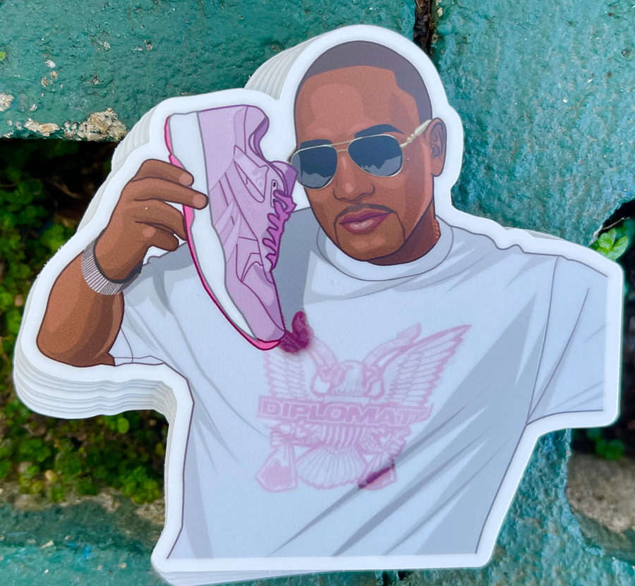 Waterproof vinyl sticker featuring an original hip hop music retro illustration
