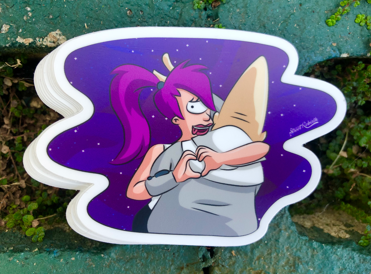 1 Leela and Cone Head Sticker – One 4 Inch Water Proof Vinyl Sticker – For Hydro Flask, Skateboard, Laptop, Planner, Car, Collecting, Gifting