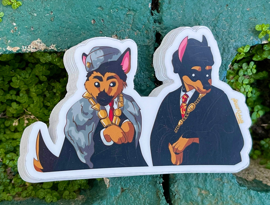 Waterproof vinyl sticker featuring an original animal-themed humorous retro illustration