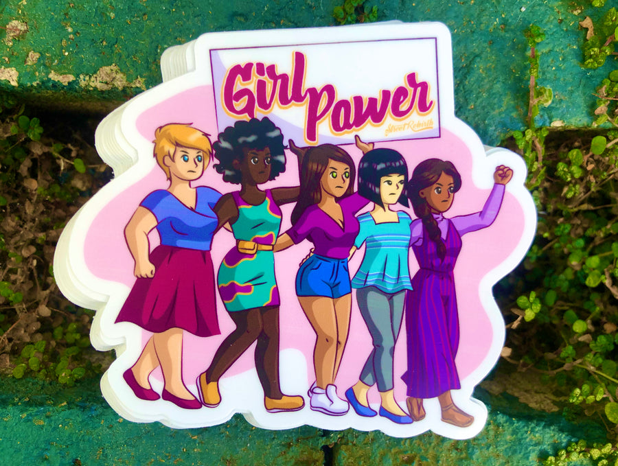Waterproof vinyl sticker featuring an original colorful illustration