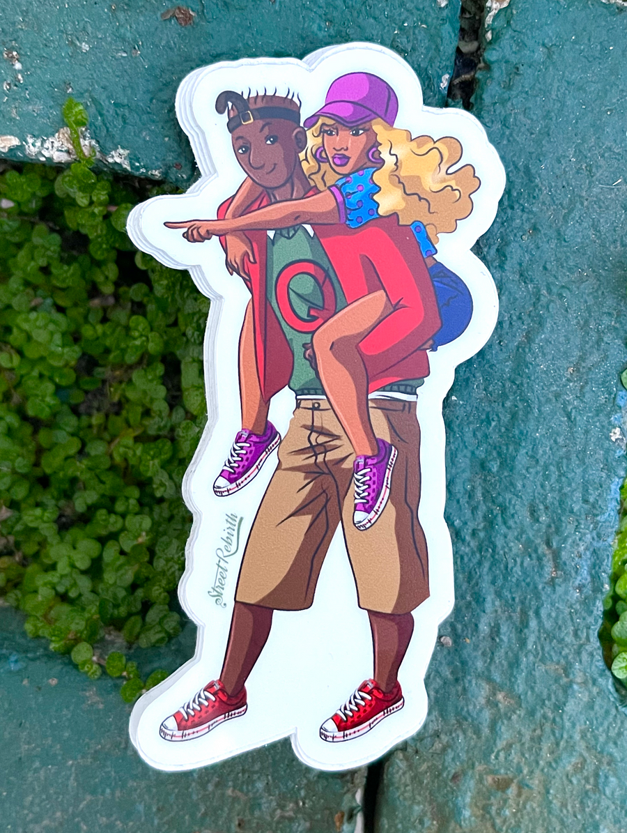 Waterproof vinyl sticker featuring an original retro cartoon-style illustration
