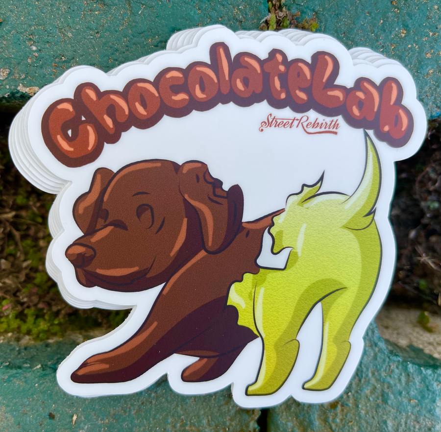 Waterproof vinyl sticker featuring an original humorous illustration