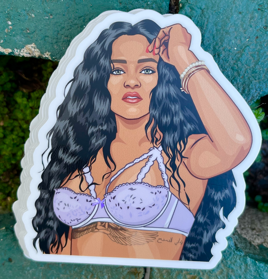 Waterproof vinyl sticker featuring an original music illustration