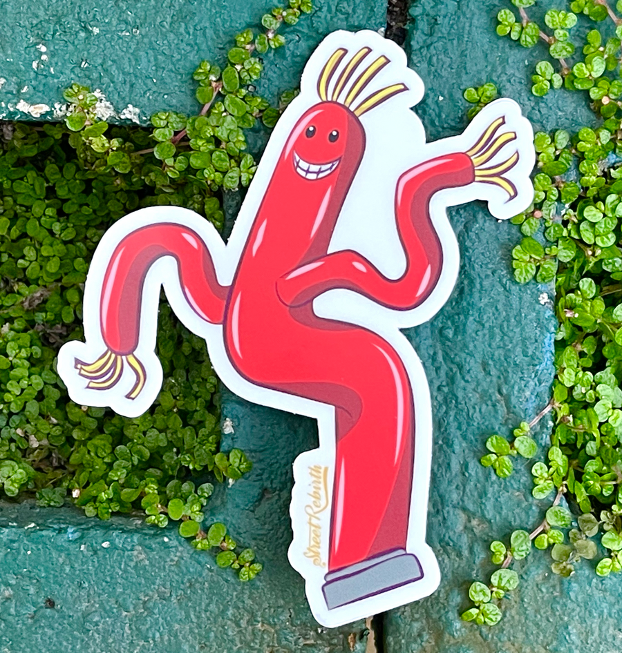 Waterproof vinyl sticker featuring an original humorous illustration