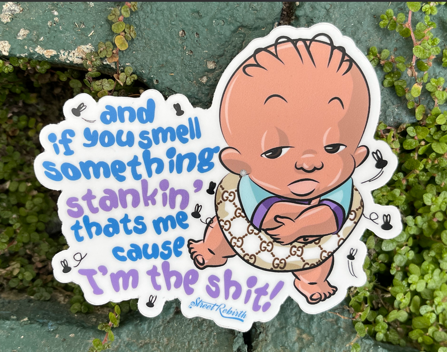 Waterproof vinyl sticker featuring an original wrestling animal-themed humorous illustration