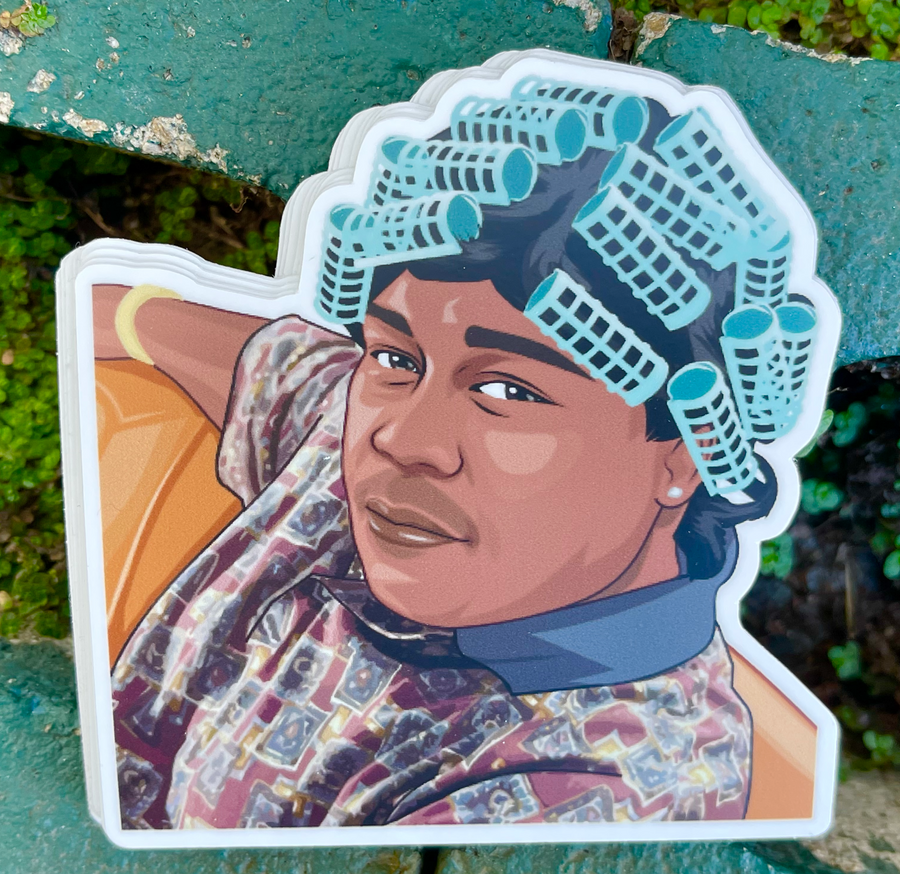 Waterproof vinyl sticker featuring an original humorous retro illustration