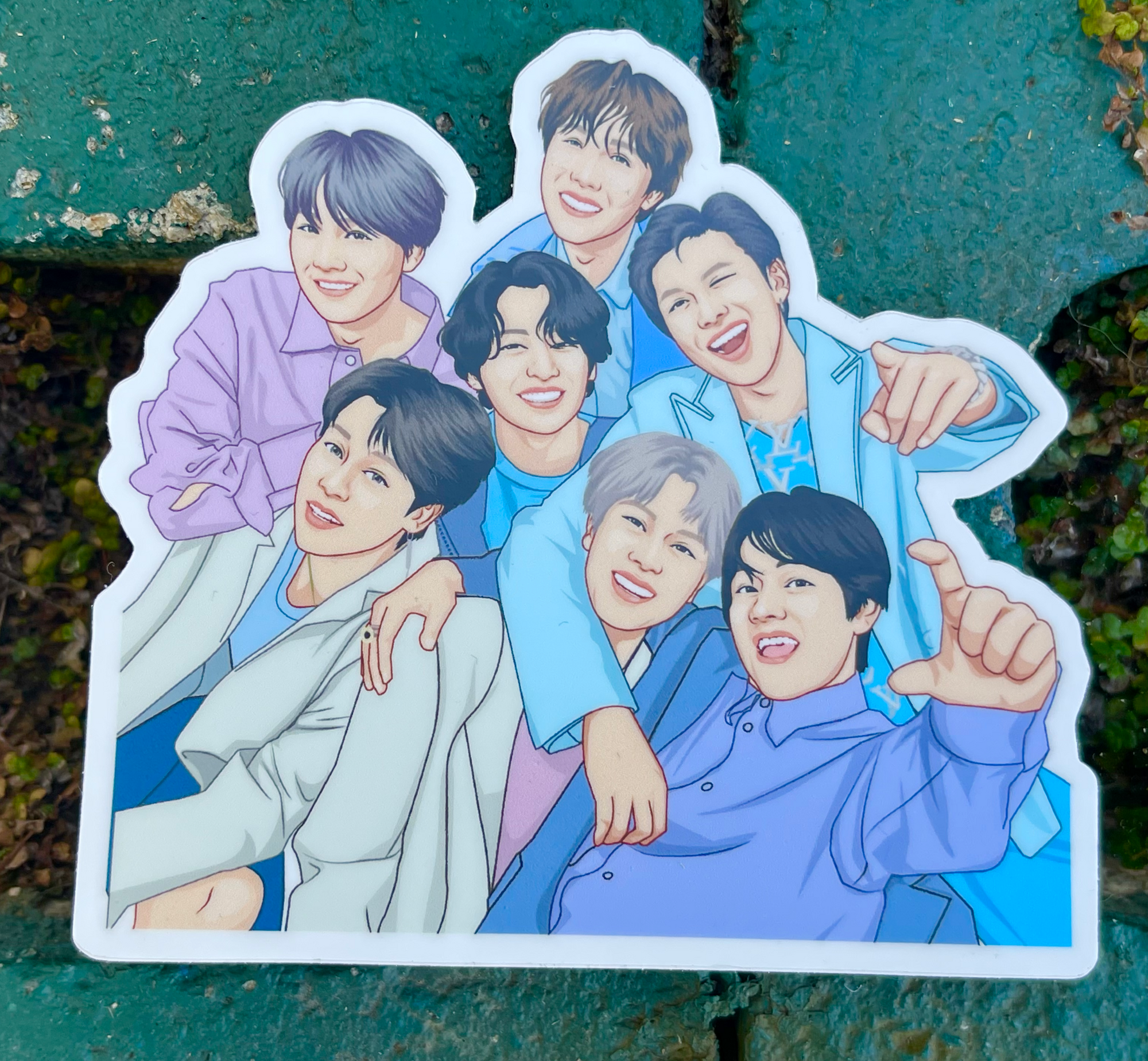 BTS Sticker – One 4 Inch Water Proof Vinyl Sticker – For Hydro Flask, Skateboard, Laptop, Planner, Car, Collecting, Gifting