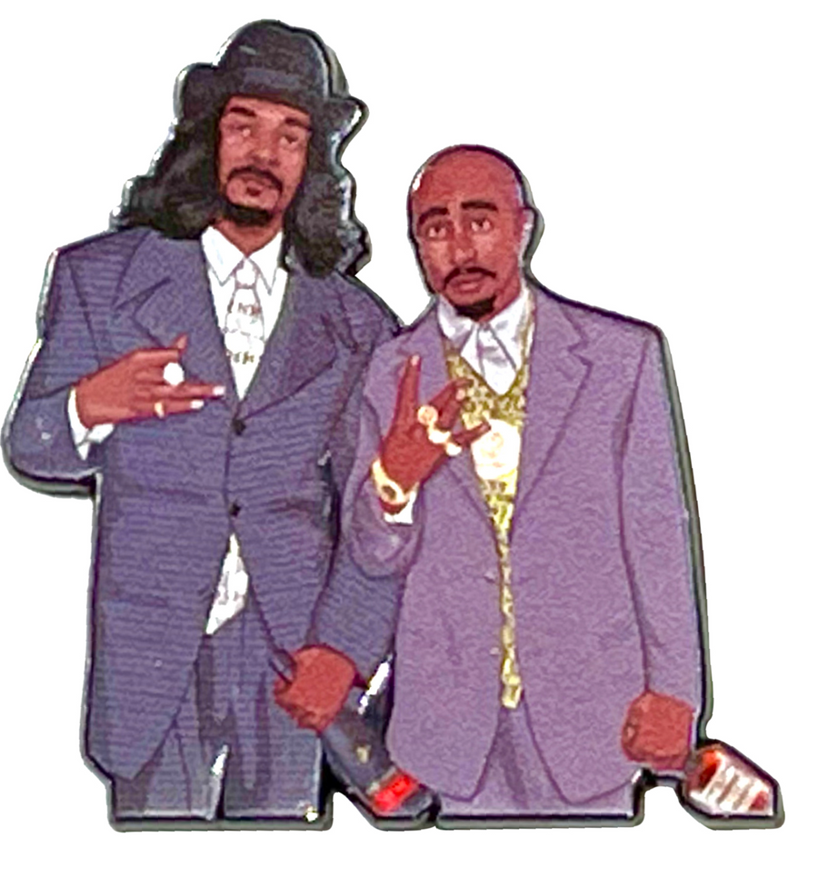 Collectible enamel lapel pin featuring an original hip hop music retro design