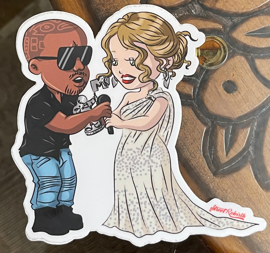 Waterproof vinyl sticker featuring an original hip hop music humorous illustration