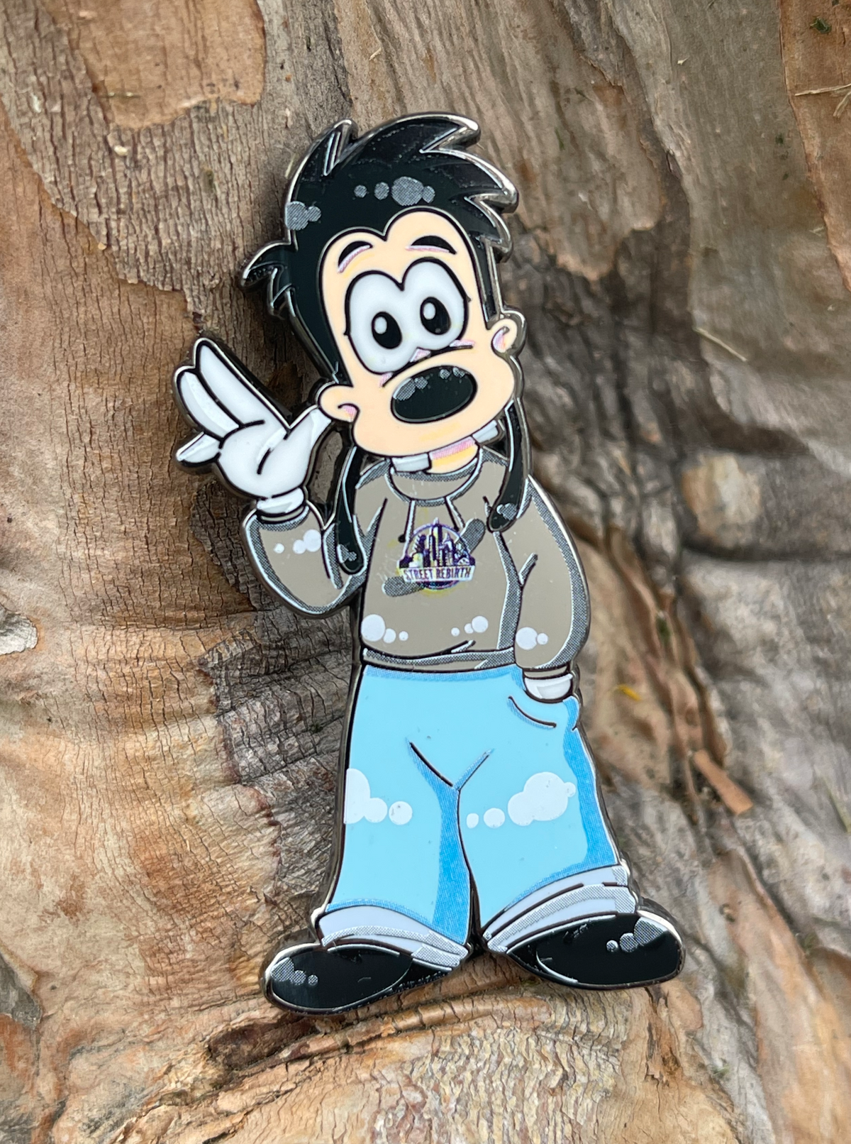 Max Street Rebirth Enamel Pin – 2&quot; Urban Style Fan Art Pin, Retro 90s Cartoon Streetwear Collectible, Cool Max Aesthetic Lapel Pin