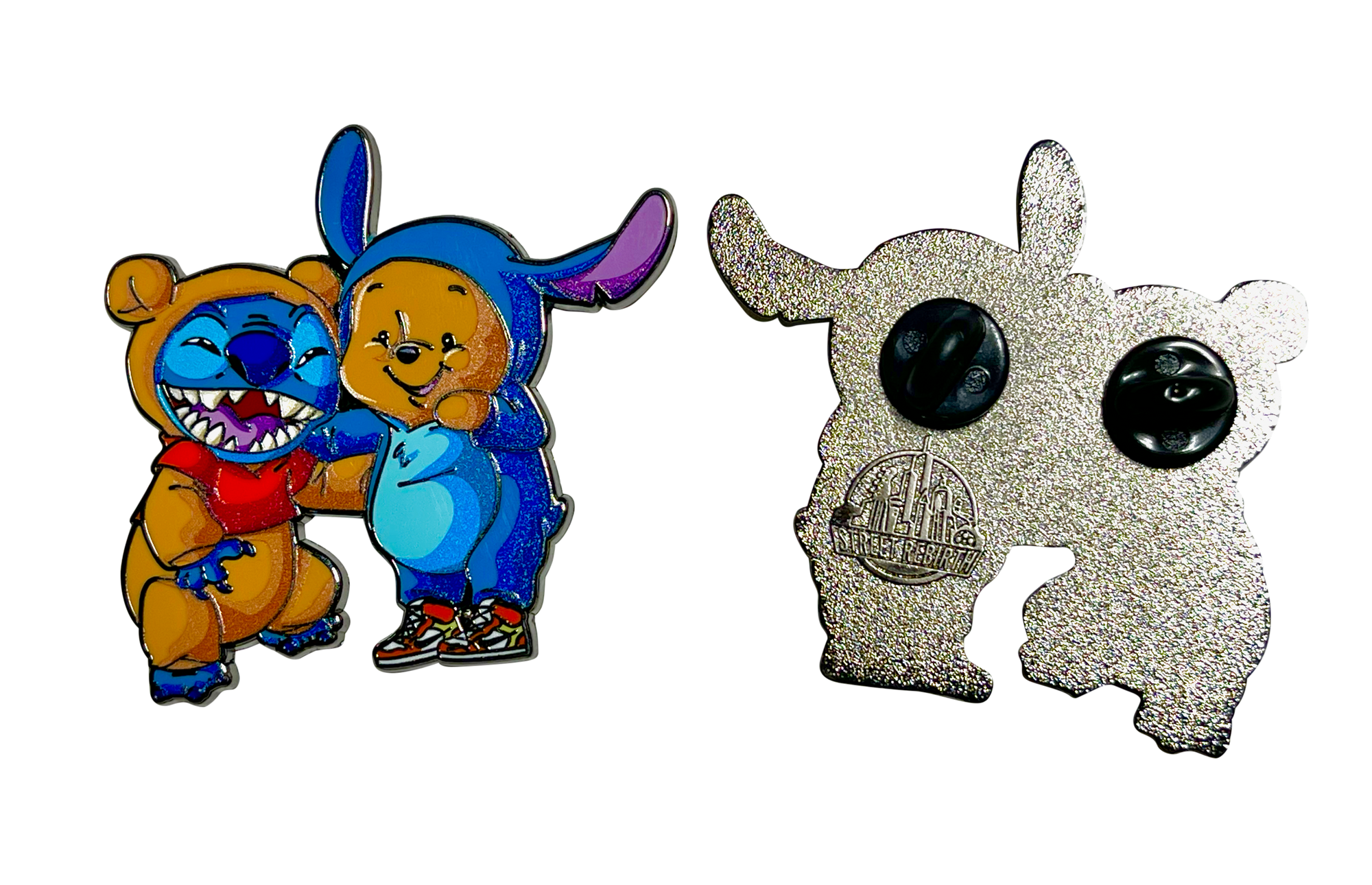 Stitch as Pooh and Pooh as Stitch Enamel Pin – A Sweet and Mischievous Mashup