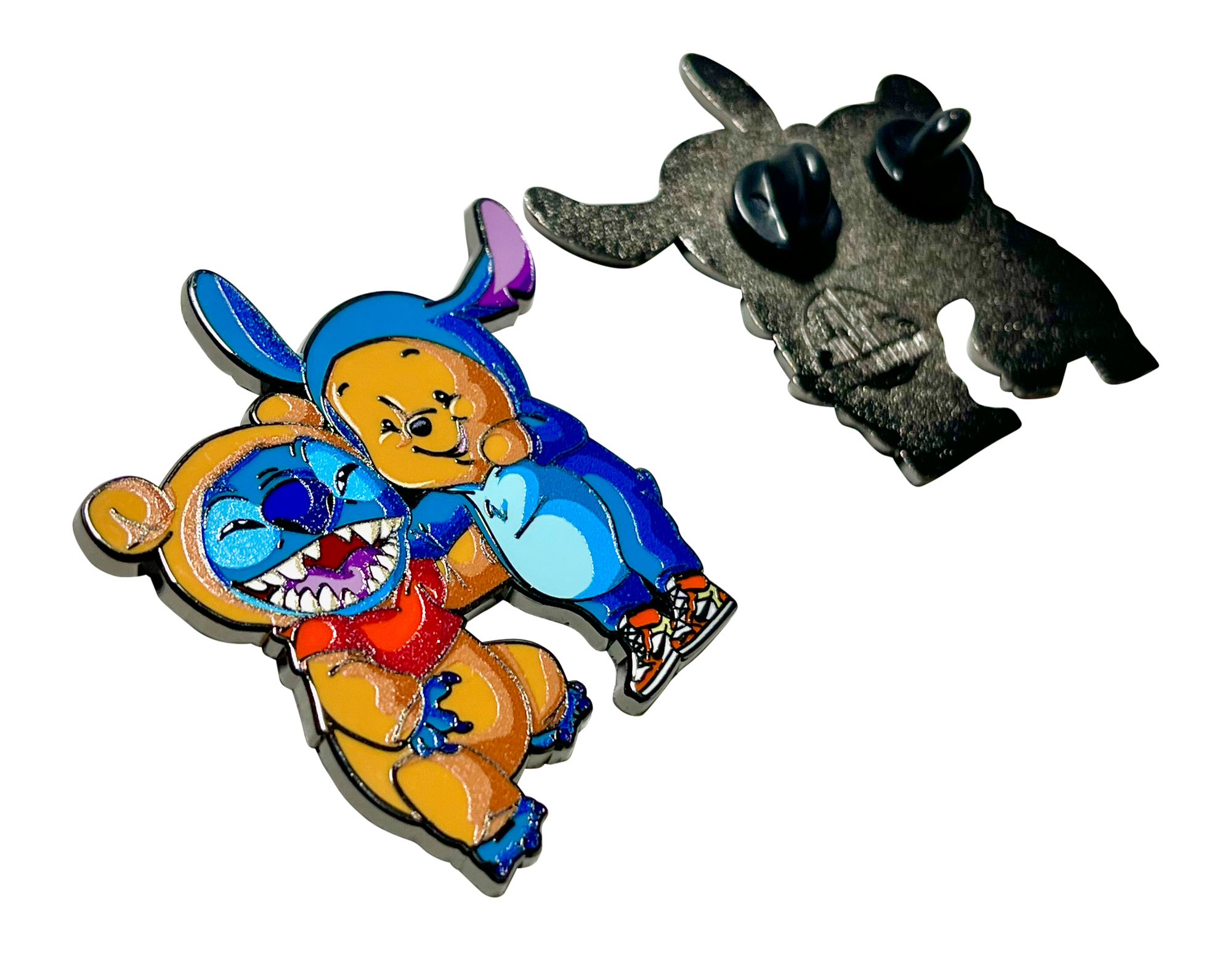 Stitch as Pooh and Pooh as Stitch Enamel Pin – A Sweet and Mischievous Mashup