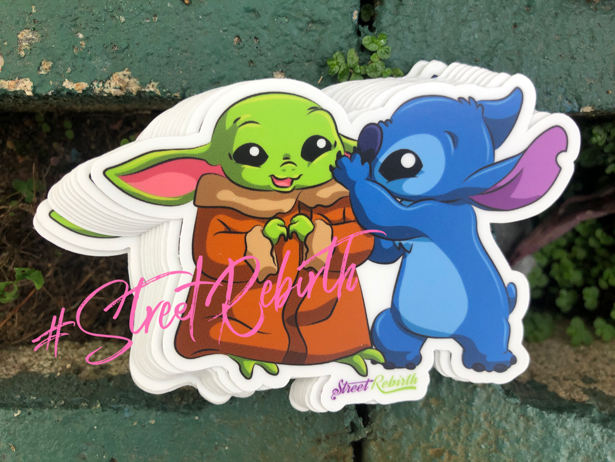 1 Stitch Blue Alien Telling Secrets Sticker – One 4 Inch Water Proof Vinyl Sticker – For Hydro Flask, Skateboard, Laptop, Planner, Car, Collecting, Gifting