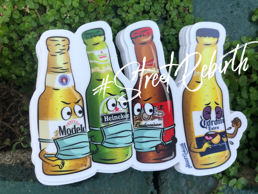 Waterproof vinyl sticker featuring an original colorful illustration