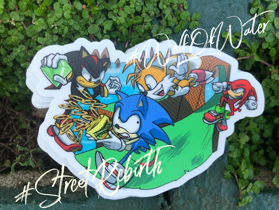 Waterproof vinyl sticker featuring an original colorful illustration