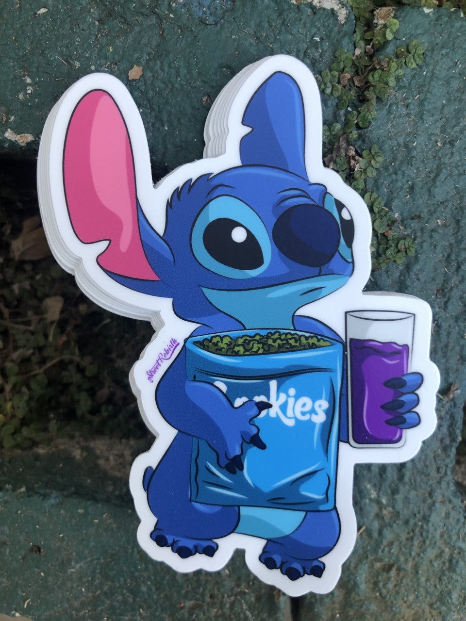 Stitch Blue Alien Turnt Up Sticker – One 4 Inch Water Proof Vinyl Sticker – For Hydro Flask, Skateboard, Laptop, Planner, Car, Collecting, Gifting