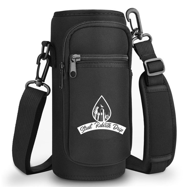 Street Rebirth Drip Water Bottle Holder - Fits Any Bottle 12oz - 40oz - Adjustable Padded Shoulder Strap - 2 Pocket Components