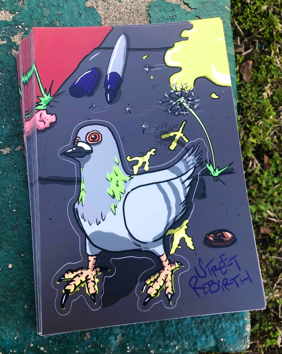 Waterproof vinyl sticker featuring an original colorful illustration