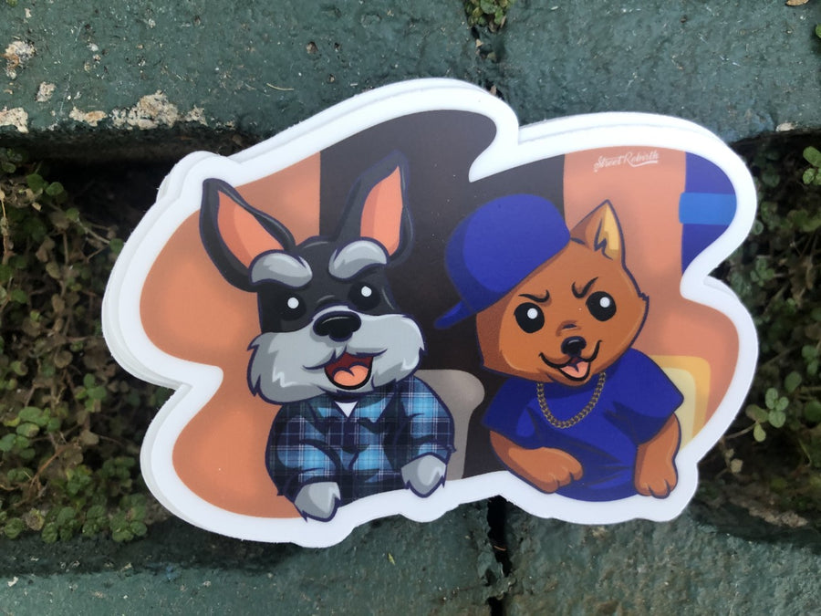 Waterproof vinyl sticker featuring an original animal-themed humorous retro illustration
