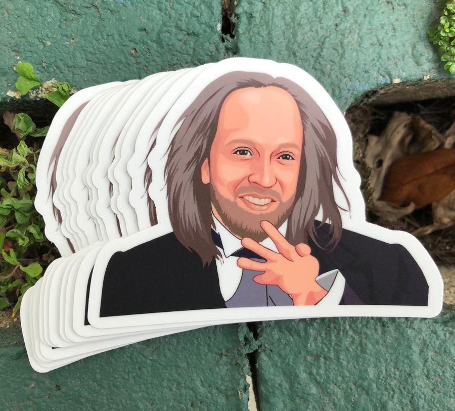 Waterproof vinyl sticker featuring an original humorous illustration
