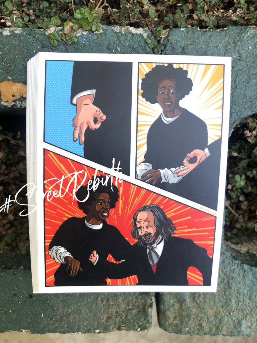 Waterproof vinyl sticker featuring an original colorful illustration