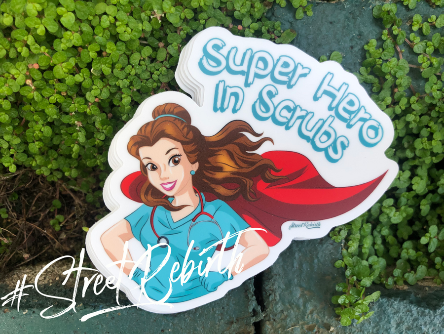Waterproof vinyl sticker featuring an original colorful illustration
