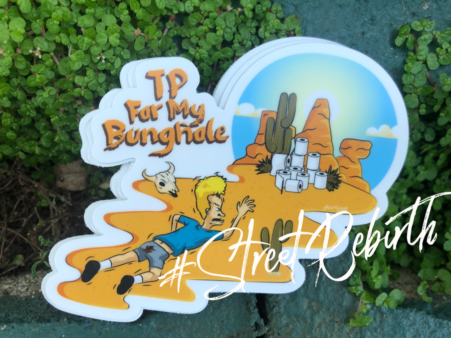 Waterproof vinyl sticker featuring an original humorous retro illustration