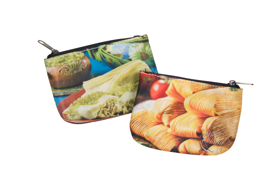 Compact coin purse with an original colorful printed design