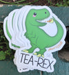 1 Tea-rex Sticker – One 4 Inch Water Proof Vinyl Sticker – For Hydro Flask, Skateboard, Laptop, Planner, Car, Collecting, Gifting