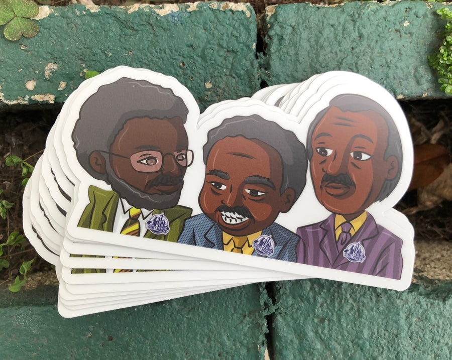 Waterproof vinyl sticker featuring an original humorous retro illustration