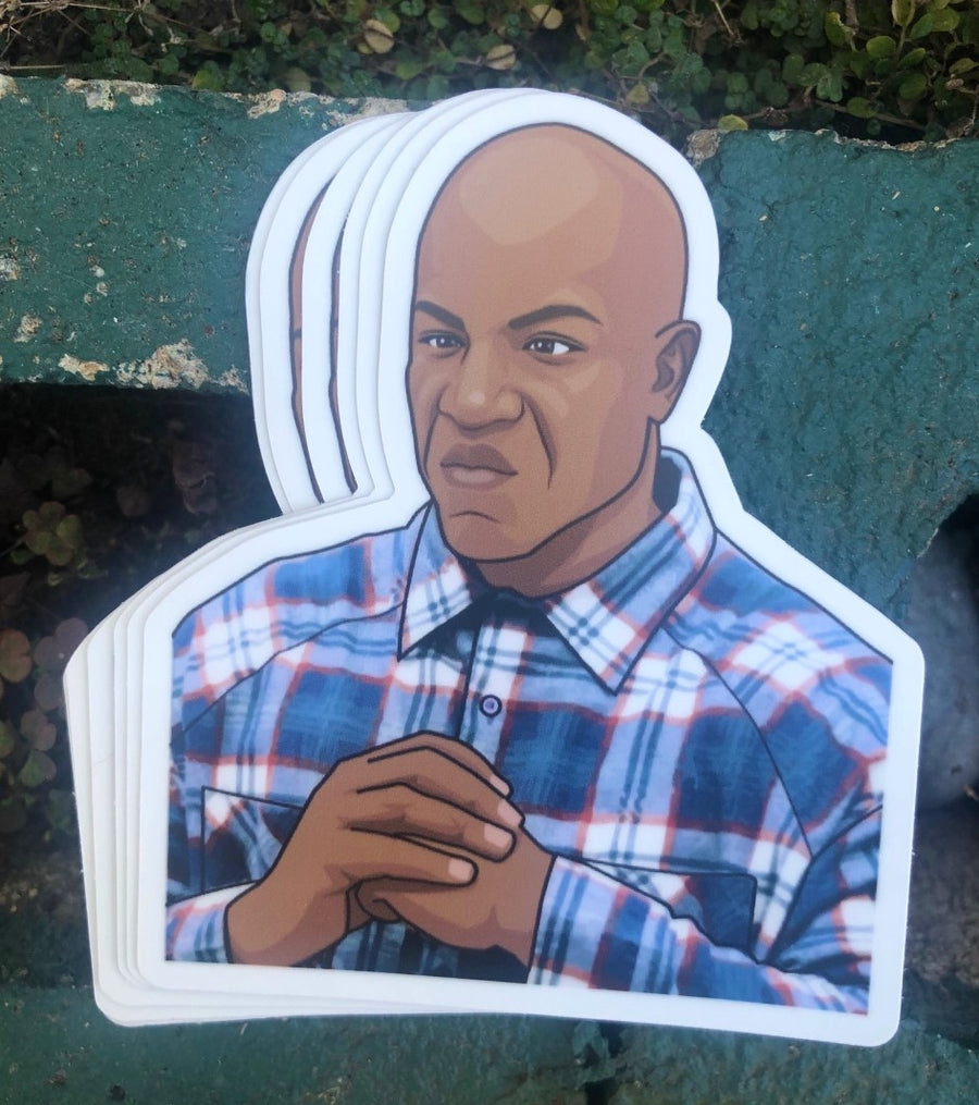 Waterproof vinyl sticker featuring an original humorous retro illustration