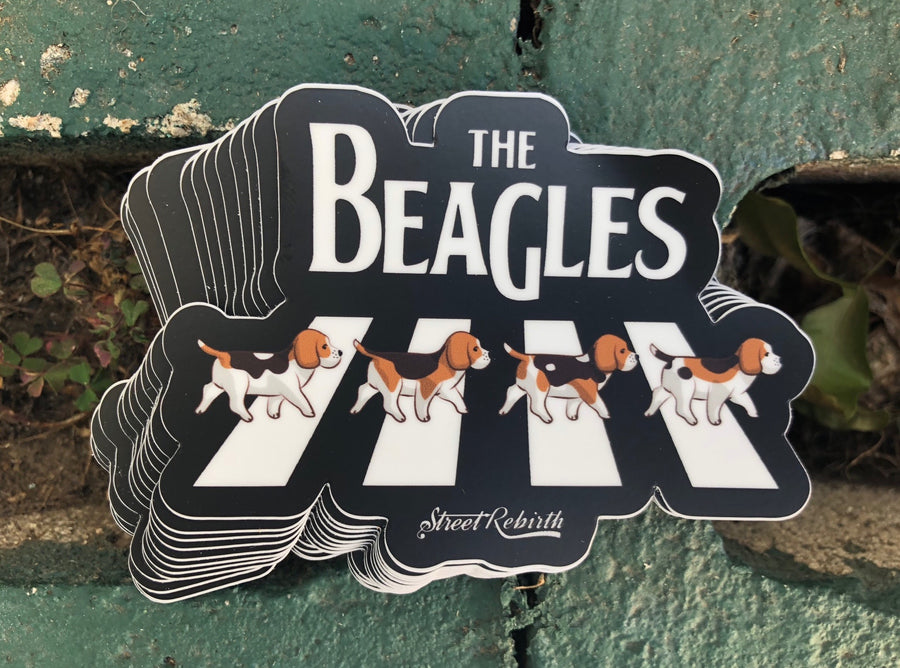 Waterproof vinyl sticker featuring an original music humorous illustration