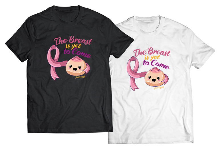 The Breast Is Yet to Come Shirt – Breast Cancer Awareness Graphic Tee – Funny Uplifting Pink Ribbon Design, Support &amp; Survivor Apparel, DTG Printed